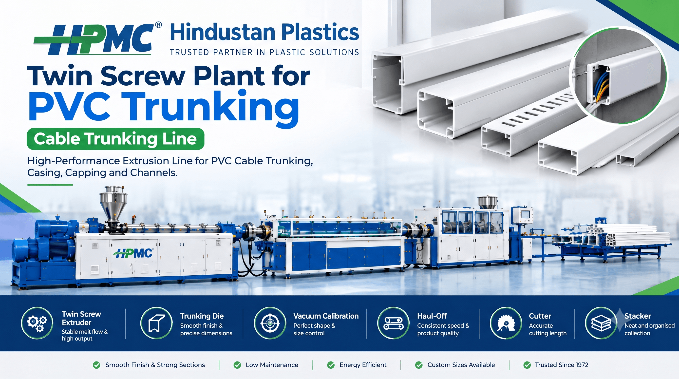 Twin Screw Plant for PVC Trunking by HPMC for PVC cable trunking and casing capping profile production