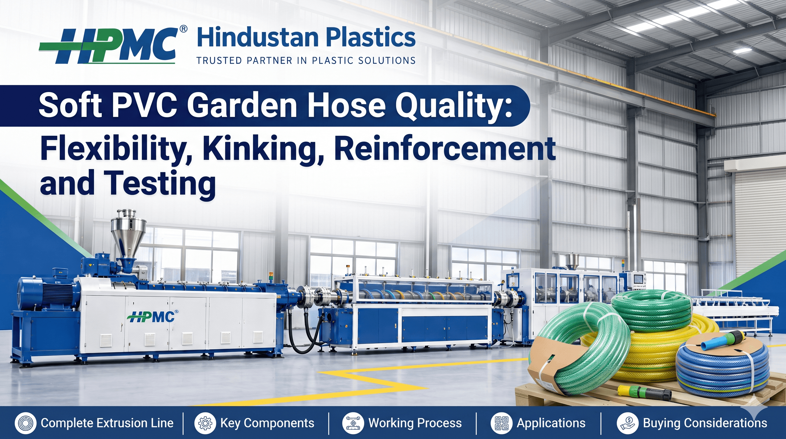 Flexible soft PVC garden hoses inspected for dimensions and quality