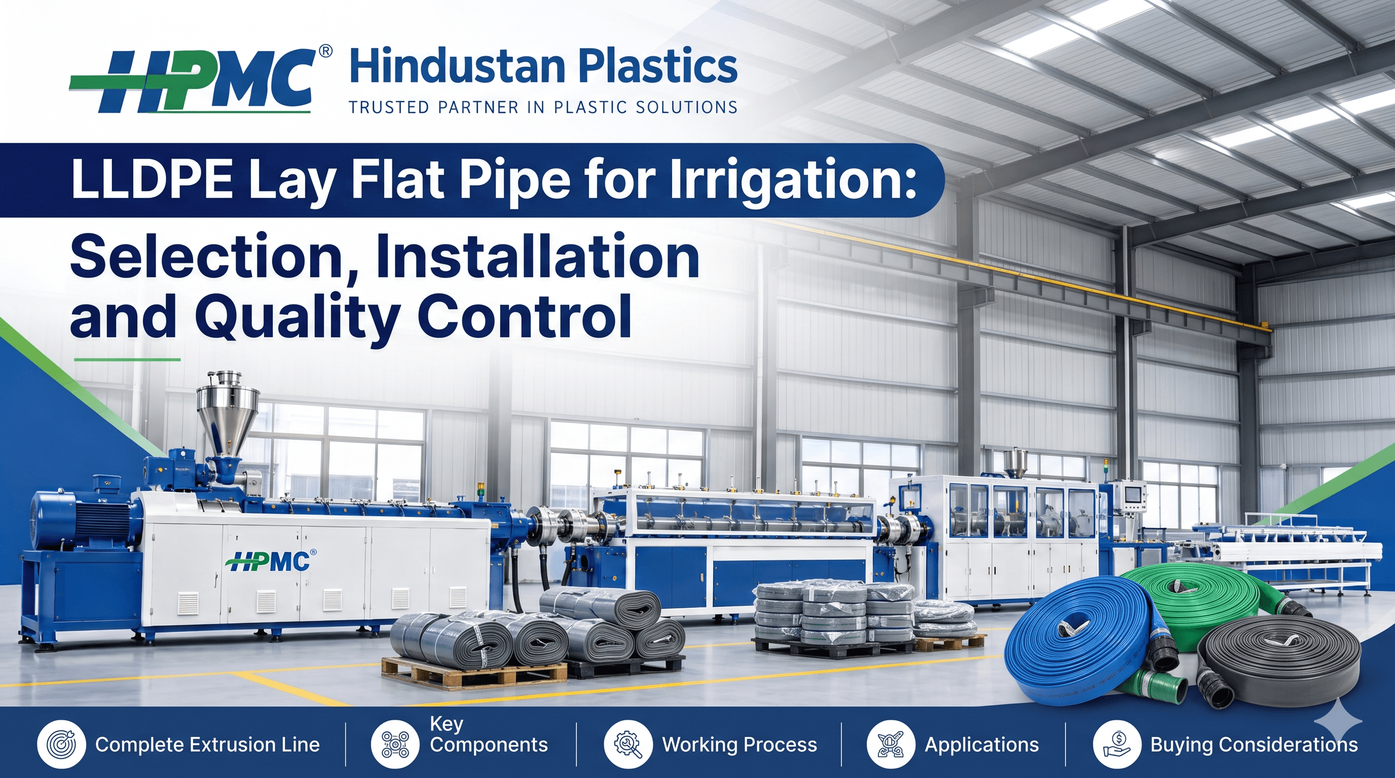 Flexible polyethylene lay-flat pipe roll for agricultural irrigation